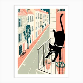 Cat On Balcony 1 Art Print