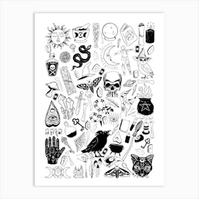 Witchy things Occult symbols Art Print