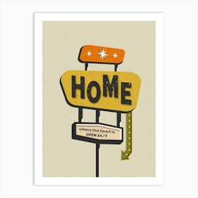Mid Century Modern Home Sign Print Art Print