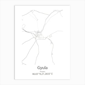 Gyula,Hungary Minimalist Map Art Print