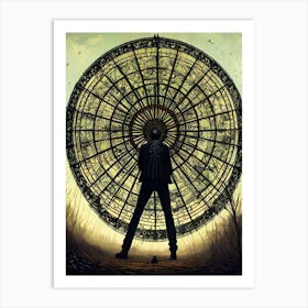 Man Standing In Front Of A Circular Mirror Art Print