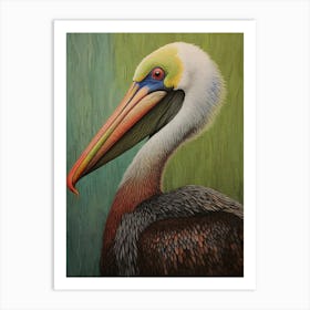 Ohara Koson Inspired Bird Painting Brown Pelican 3 Art Print