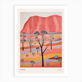 Uluru Australia 1 Colourful Mountain Illustration Poster Art Print