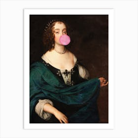 Bubble Gum Portrait, Altered Art Art Print