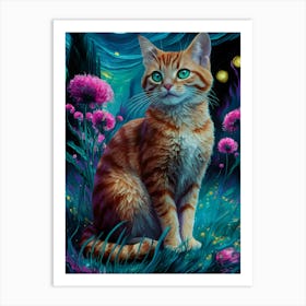 Cat In The Moonlight 2 Art Print