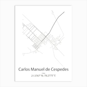 Carlos Manuel De Cespedes,Cuba Minimalist Map Art Print