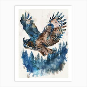 Owl In Flight Canvas Print Art Print