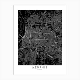 Memphis Black And White Map Art Print