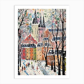 Winter Snow Munich   Germany Snow Illustration 2 Art Print