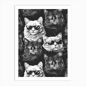 Perfectly Repeatable Artwork With Cute Cat Faces 60 Art Print