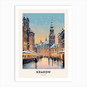 Winter Night  Travel Poster Krakow Poland 4 Art Print