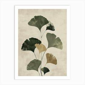 Ginkgo Tree Minimal Japandi Illustration 3 Art Print