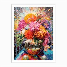 Disco Ball And Peonies Still Life 5 Art Print