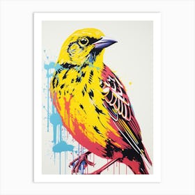 Andy Warhol Style Bird Yellowhammer 3 Art Print