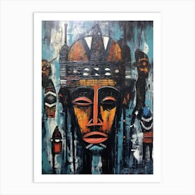 Intricate Mosaics: Exploring African Tribal Masks Art Print