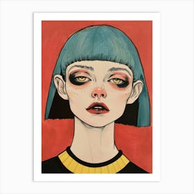 Girl With Blue Hair 12 Art Print