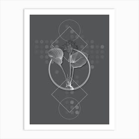 Vintage Cardwell Lily Botanical with Line Motif and Dot Pattern in Ghost Gray n.0240 Art Print