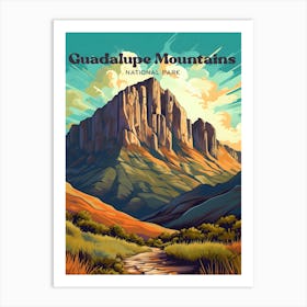 Guadalupe Mountains Texas Outdoor Travel Art Illustration Art Print