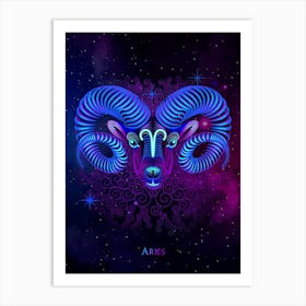 Aries Zodiac Sign — Zodiac neon signs Art Print