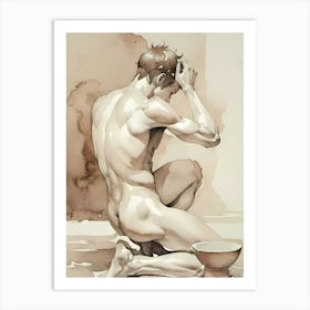 Nude Boy With A Bowl Of Water Art Print