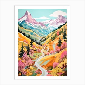 Haute Route France Switzerland 3 Hike Illustration Art Print
