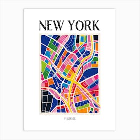 Flushing New York Colourful Silkscreen Illustration 3 Poster Art Print