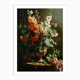 Baroque Floral Still Life Hollyhock 1 Art Print