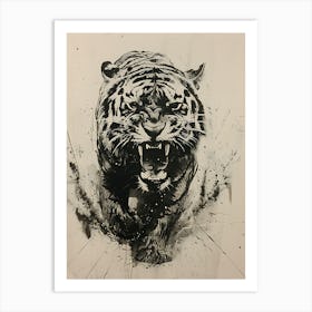 Badass Angry Tiger Ink Painting 4 Art Print