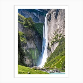 Lauterbrunnen Valley Waterfalls, Switzerland Realistic Photograph (1) Art Print