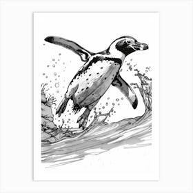African Penguin Jumping Out Of Water 2 Art Print