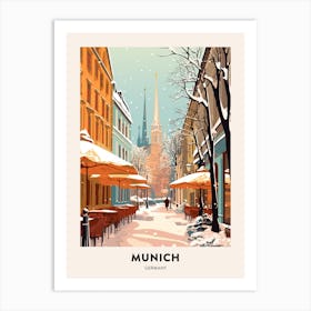 Vintage Winter Travel Poster Munich Germany 3 Art Print