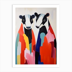 Colourful Kids Animal Art Badger 1 Art Print