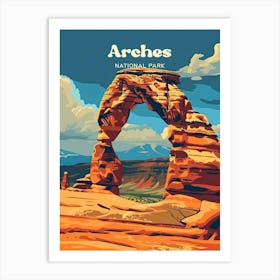 Arches National Park Landmark Travel Illustration Art Print