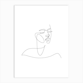 Continuous Line Portrait Of A Woman.Scandinavian wall art Art Print