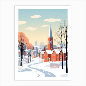 Retro Winter Illustration St Andrews United Kingdom Art Print