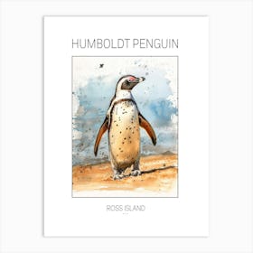 Humboldt Penguin Ross Island Watercolour Painting 2 Poster Art Print