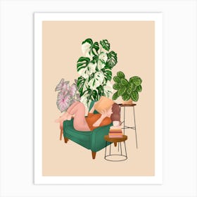 Reading With Plants 5 Art Print