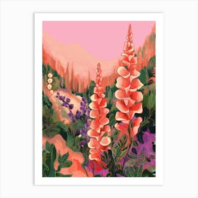Boho Wildflower Painting Foxglove 1 Art Print