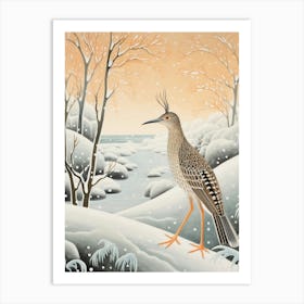 Winter Bird Painting Roadrunner 3 Art Print