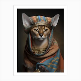 Cute Cat Wearing Turban Art Print