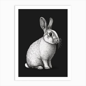 English Lop Blockprint Rabbit Illustration 6 Art Print