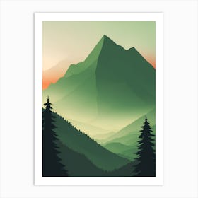 Misty Mountains Vertical Composition In Green Tone 11 Art Print