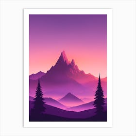 Misty Mountains Vertical Composition In Purple Tone 29 Art Print