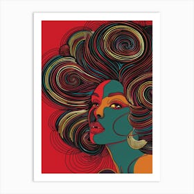 African Woman With Curly Hair Art Print