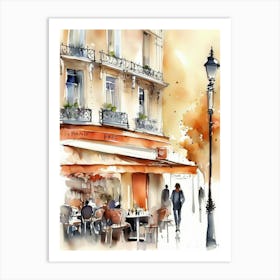 Watercolor Of A Cafe In Paris 8 Art Print