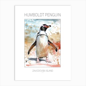 Humboldt Penguin Zavodovski Island Watercolour Painting 6 Poster Art Print