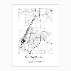 Kornwestheim,Germany Minimalist Map Art Print