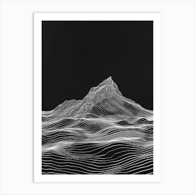 Cadair Idris Mountain Line Drawing 8 Art Print