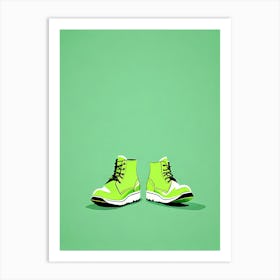 Minimalistic vector art of a pair of shoes, Contemporary art, Green Shoes, 1251 Art Print