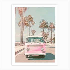 Pink Vw Bus 5 Art Print